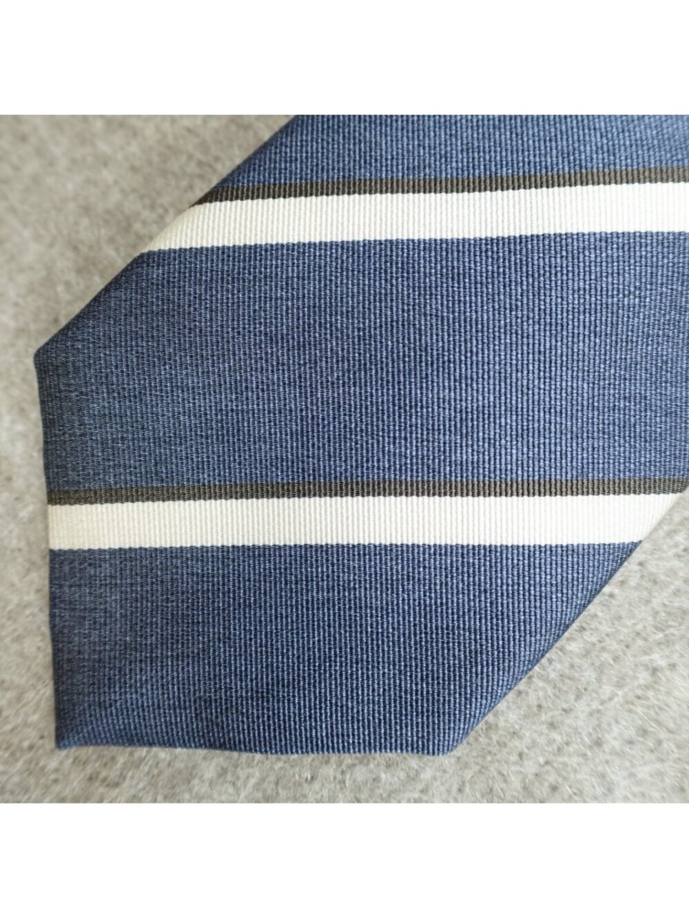 Corneliani Tie Blue Striped Repp 100% Silk Made in Italy